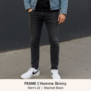 FRAME L’Homme Skinny Jeans – Washed Black (Size 32)